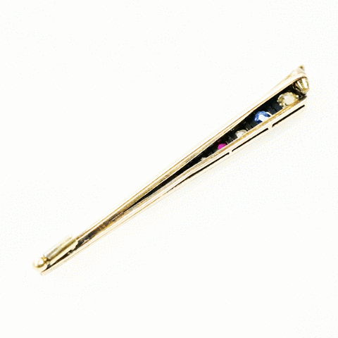 Victorian Comet Brooch set with Diamonds, Ruby and Sapphire