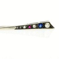 Victorian Comet Brooch set with Diamonds, Ruby and Sapphire