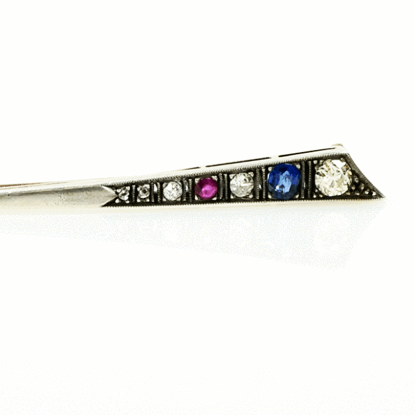 Victorian Comet Brooch set with Diamonds, Ruby and Sapphire