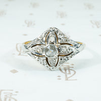 The flower compass ring platinum omc and rose cut diamonds