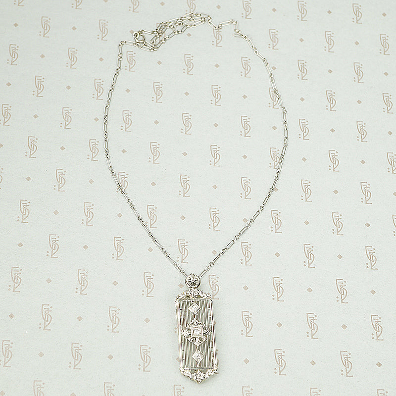 Brilliant 1920's Filigree Convertible Necklace Brooch