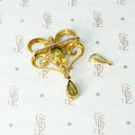 Edwardian Convertible Peridot and Pearl Pendant Pin
