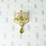 Edwardian Convertible Peridot and Pearl Pendant Pin