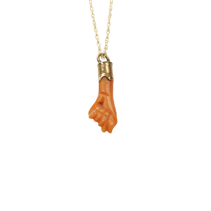 19th c Carved Figa in 18k Gold