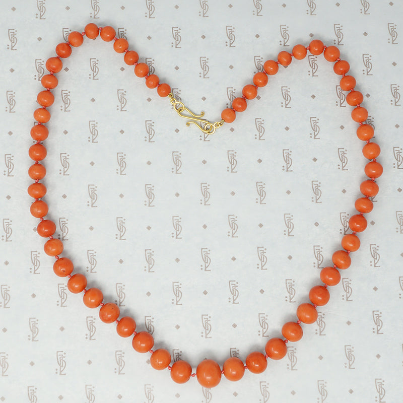 antique graduated strand of coral beads