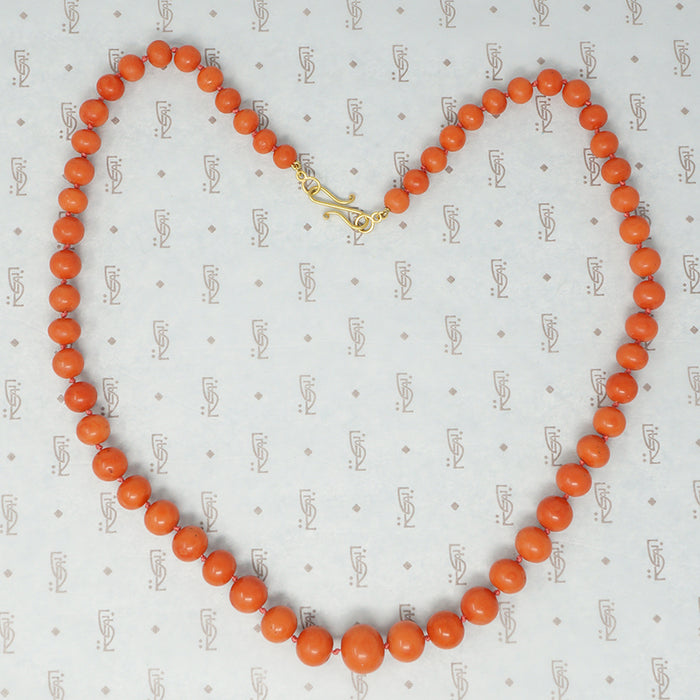 antique graduated strand of coral beads