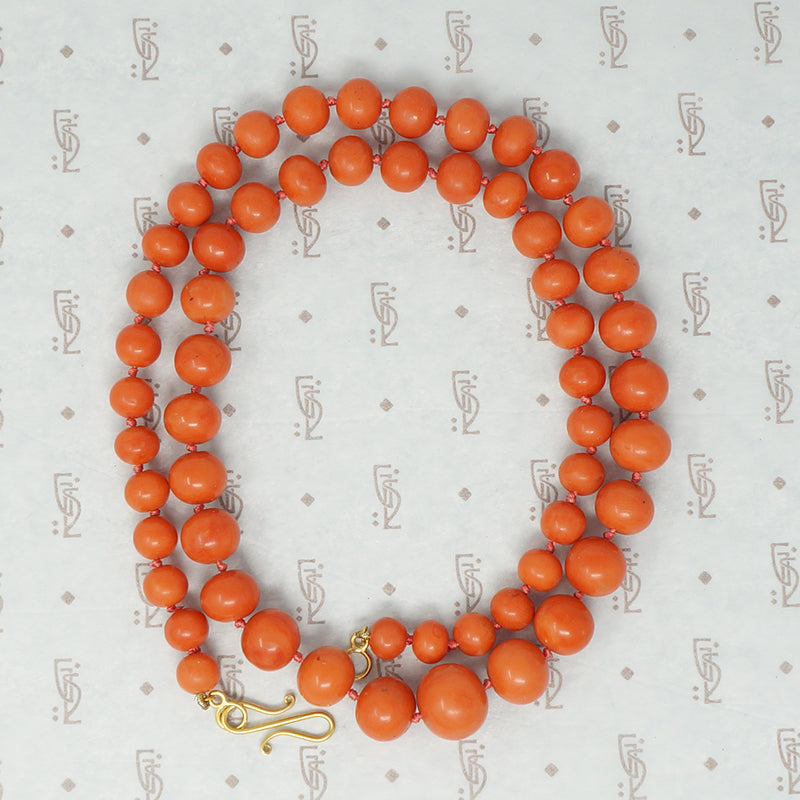 antique graduated strand of coral beads