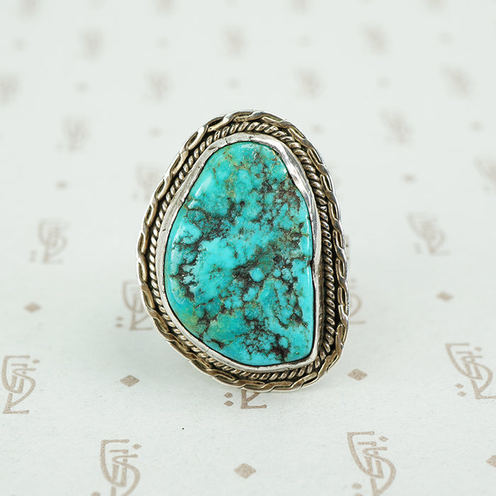 turquoise and sterling signed cortez ring