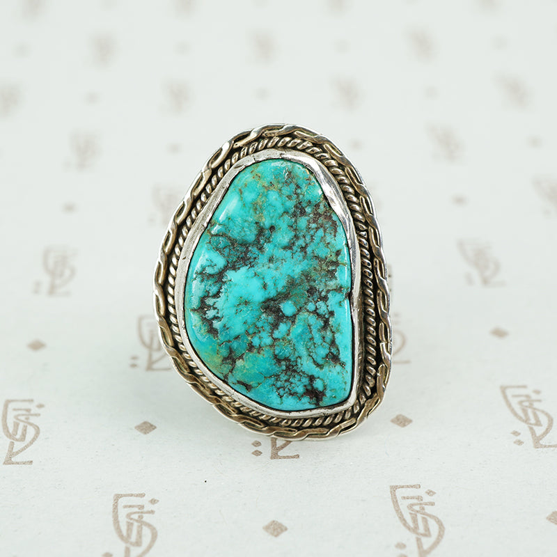 turquoise and sterling signed cortez ring