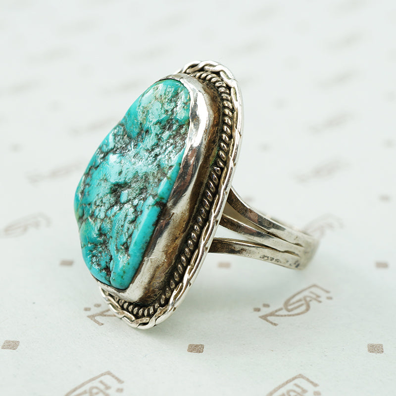 turquoise and sterling signed cortez ring