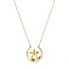 Gold Victorian Moon and Star Necklace set with Pearls - Gem Set Love