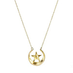 Gold Victorian Moon and Star Necklace set with Pearls - Gem Set Love