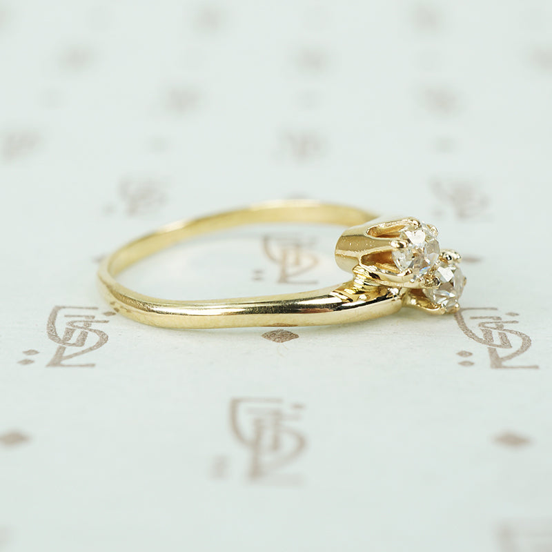Antique Crossover Old Mine Cut Diamond Ring