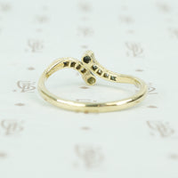 vintage diamond platinum and gold crossover ring back view