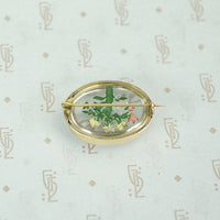 Reverse Carved Crystal Flower Brooch