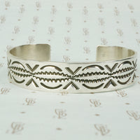 sterling silver rocker design slim cuff bracelet vintage 1970