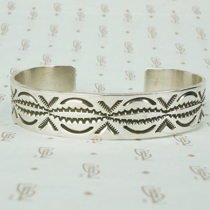 sterling silver rocker design slim cuff bracelet vintage 1970