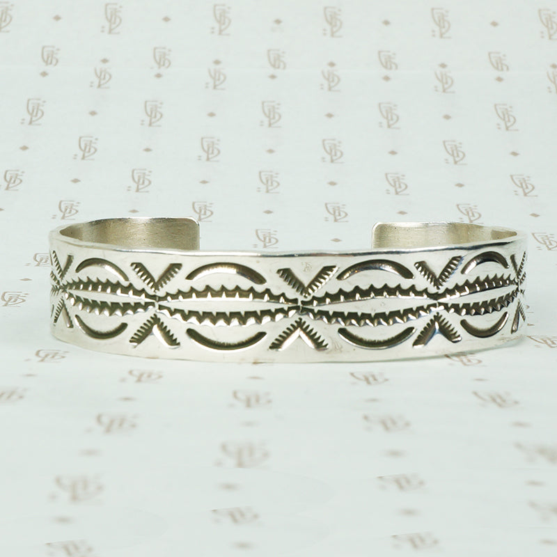 Vintage Silver Cuff Bracelet with Rocker Designs