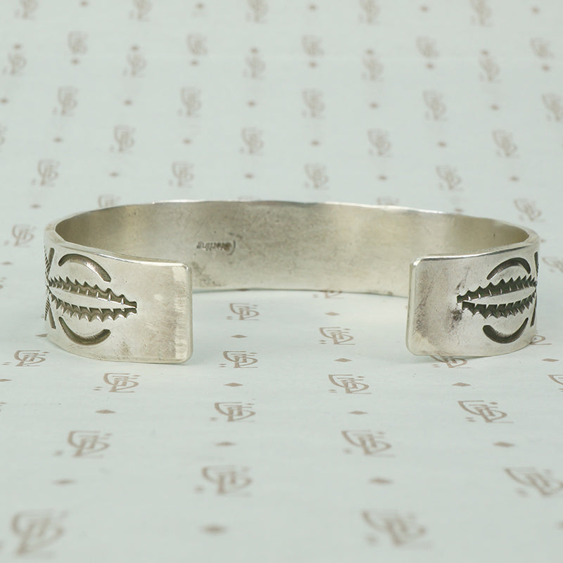 Vintage Silver Cuff Bracelet with Rocker Designs