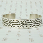sterling silver rocker design slim cuff bracelet vintage 1970