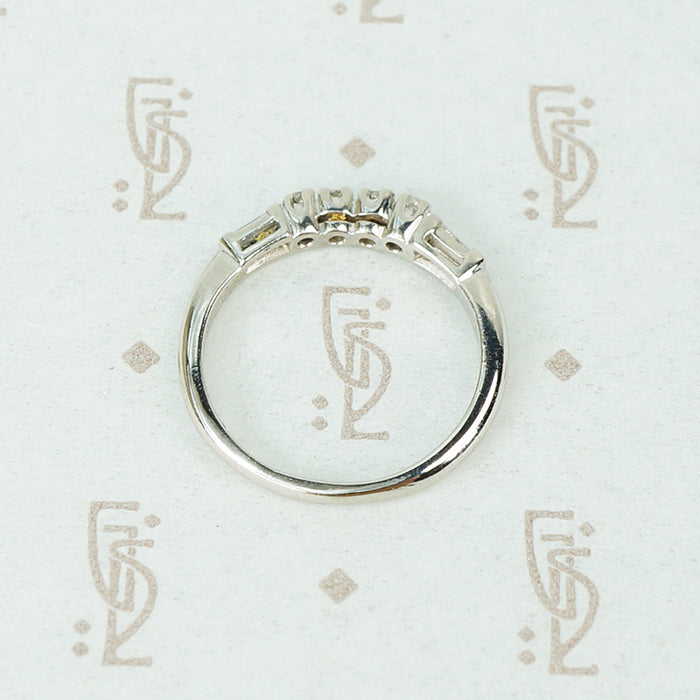 Vintage Platinum Curved Diamond Wedding Band