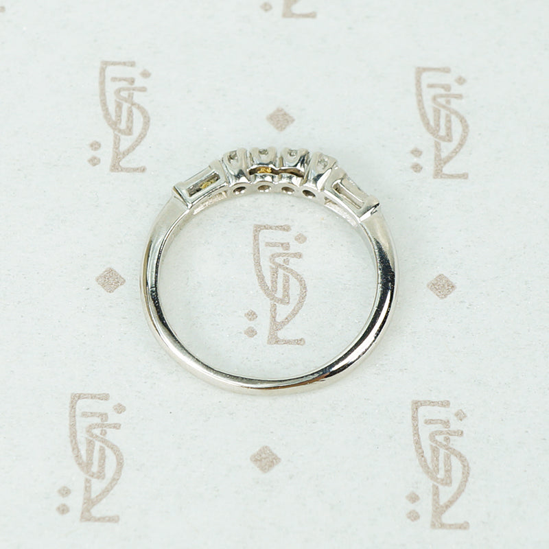 Vintage Platinum Curved Diamond Wedding Band