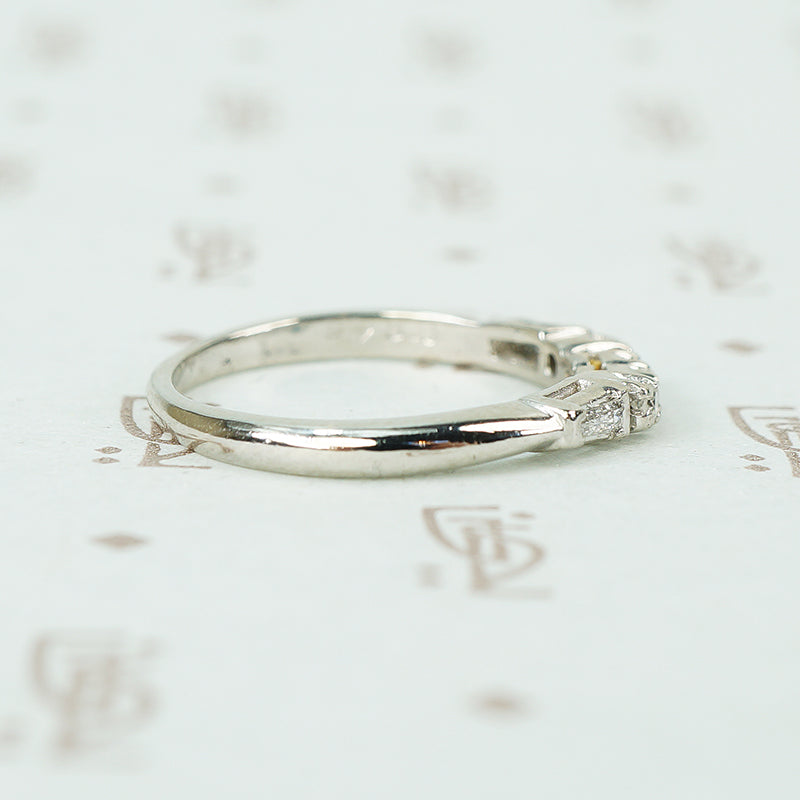 Vintage Platinum Curved Diamond Wedding Band