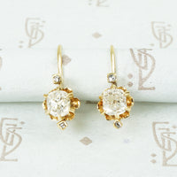 cushion cut and rose cut diamond drop earrings