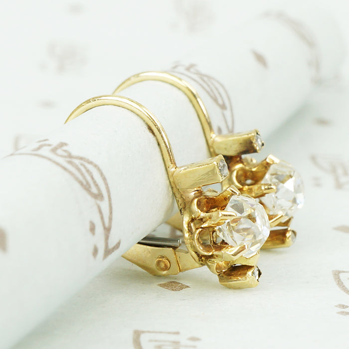 Cushion and Rose Cut Diamond Drop Earrings