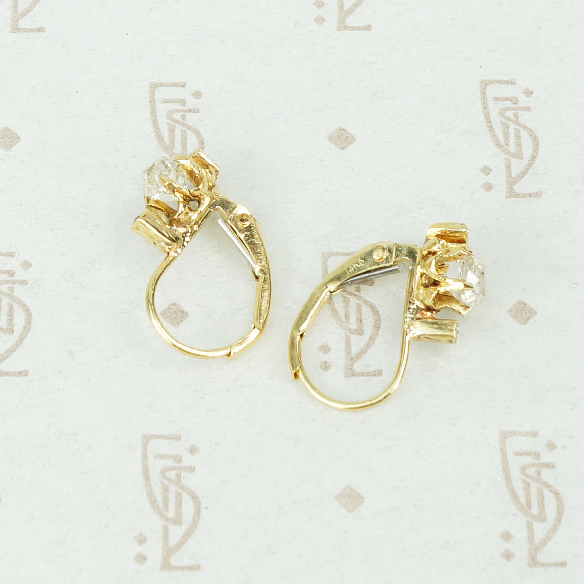Cushion and Rose Cut Diamond Drop Earrings
