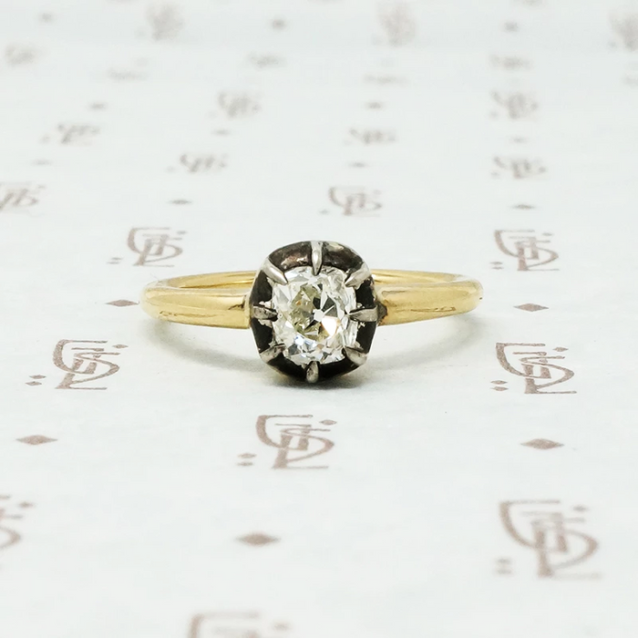 Old Mine Cushion Solitaire Engagement Ring