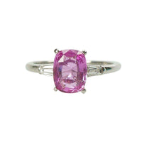 Cushion Cut Pink Sapphire Solitaire in Platinum