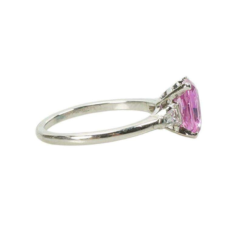 Cushion Cut Pink Sapphire Solitaire in Platinum