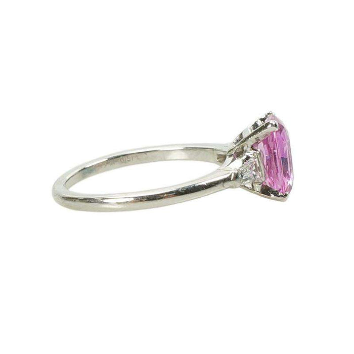 Cushion Cut Pink Sapphire Solitaire in Platinum