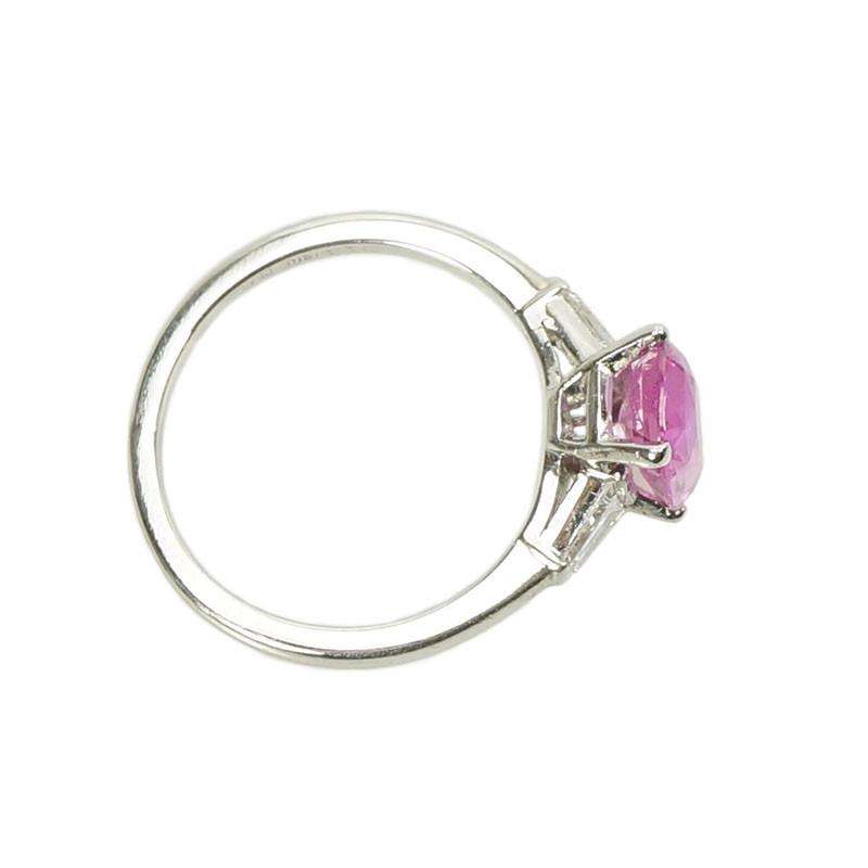 Cushion Cut Pink Sapphire Solitaire in Platinum