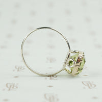 4 Carat Cushion Cut Green Tourmaline Ring in Recycled White Gold