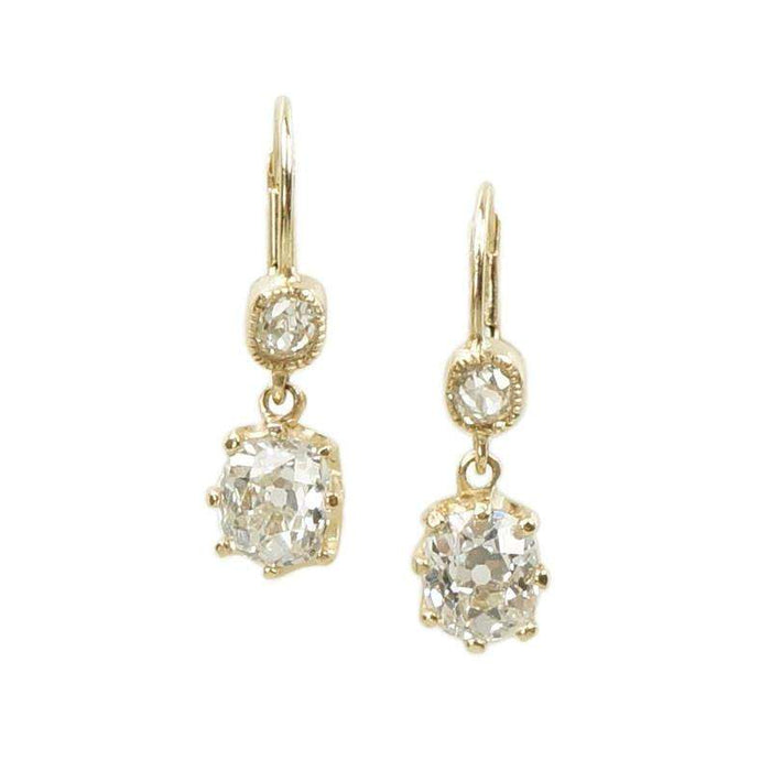 Cushion Cut Diamond Dangle Earrings