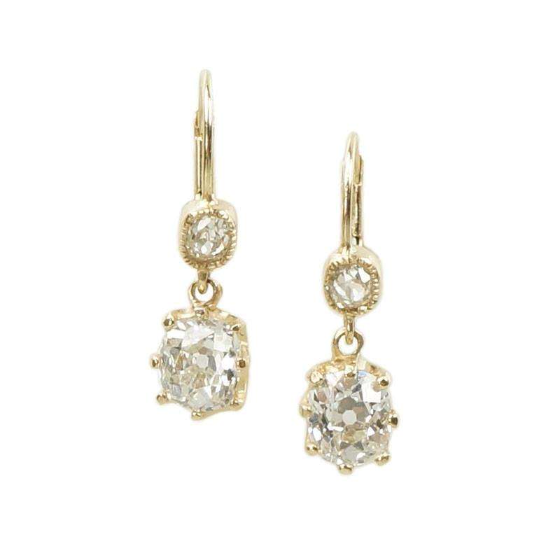 Cushion Cut Diamond Dangle Earrings