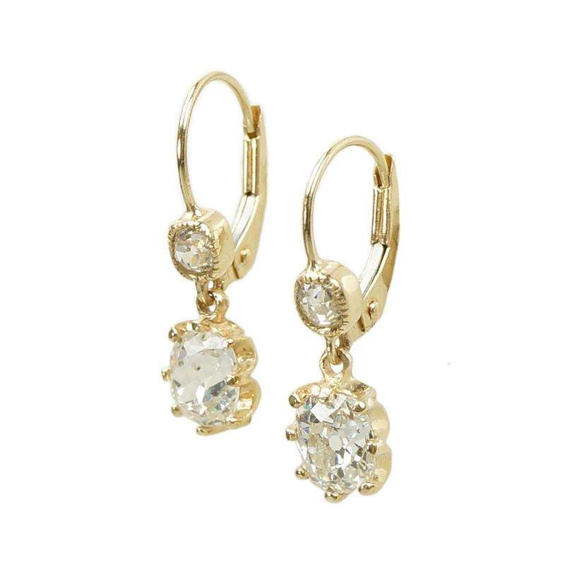 Cushion Cut Diamond Dangle Earrings
