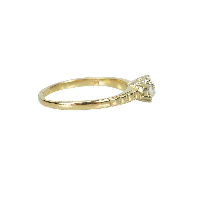 Vintage Matched Yellow Gold Wedding Set with Cushion Cut Diamond