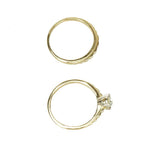 Vintage Matched Yellow Gold Wedding Set with Cushion Cut Diamond