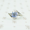 platinum antique cushion cut blue sapphire ring