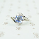 platinum antique cushion cut blue sapphire ring