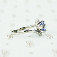 platinum antique cushion cut blue sapphire ring side