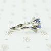 platinum antique cushion cut blue sapphire ring side