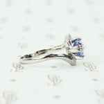 platinum antique cushion cut blue sapphire ring side