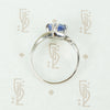 platinum antique cushion cut blue sapphire ring top view
