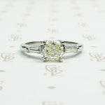 1 carat pale yellow brilliant cushion cut diamond in classic platinum setting circa 1950