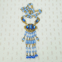 Sparkling Blue Vintage Czech Necklace with Fringe
