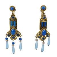 Czchoslovakian art glass and brass screw back earrings